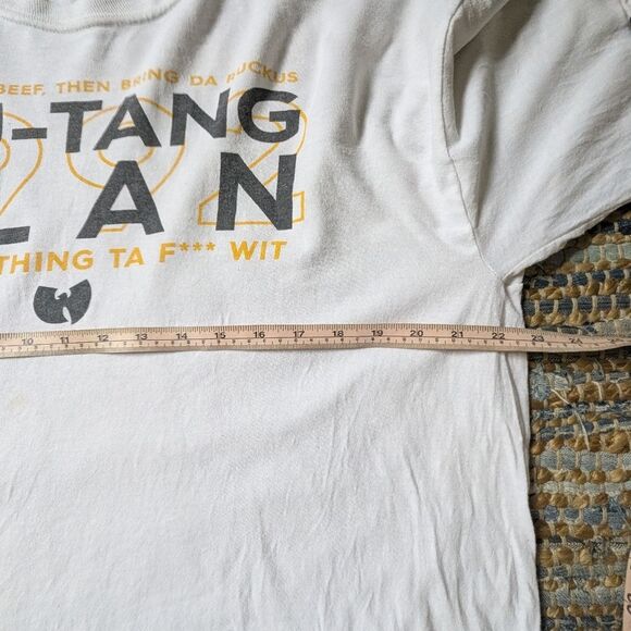 Wu Tang Clan L/S Thrashed Graphic Tee White Gildan Heavy Cotton XL Flaws - Picture 4 of 14